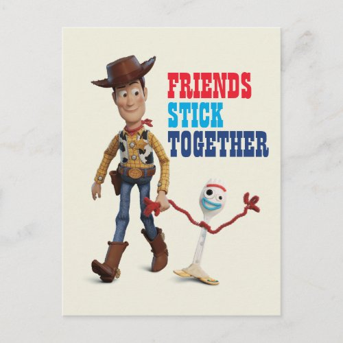 Toy Story 4  Woody  Forky Walking Together Postcard