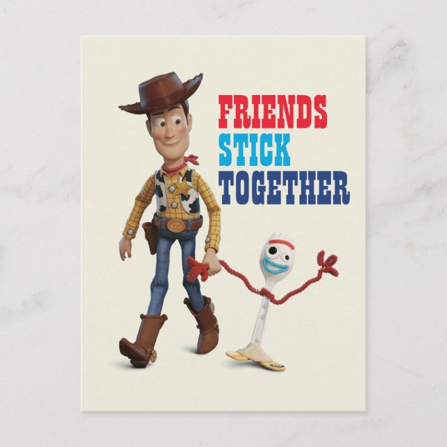 Toy Story 4 | Woody & Forky Walking Together Postcard (Front)