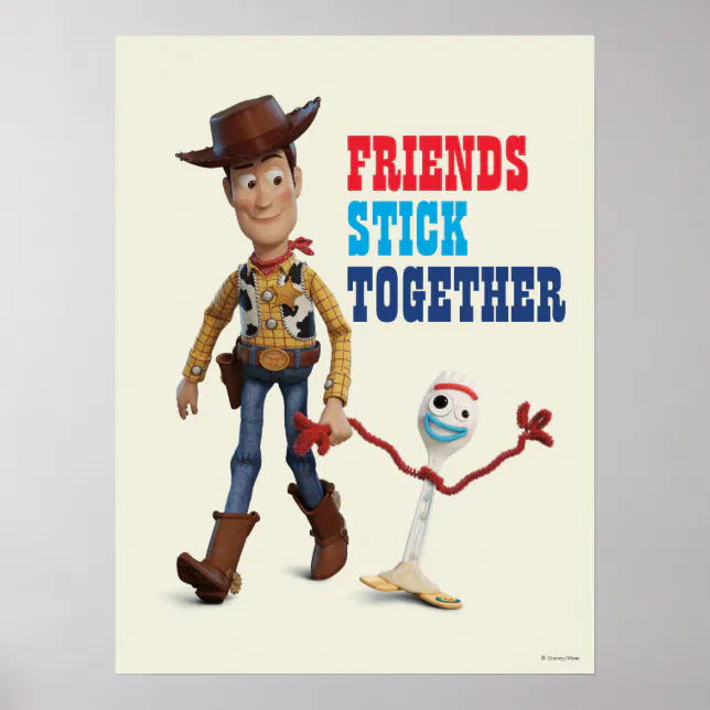 Toy Story 4 | Woody & Forky Walking Together Poster | Zazzle