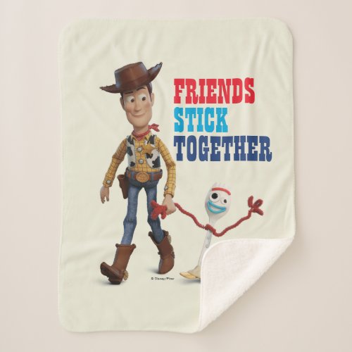 Toy Story 4  Woody  Forky Walking Together Sherpa Blanket