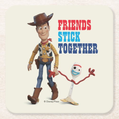 Toy Story 4  Woody  Forky Walking Together Square Paper Coaster