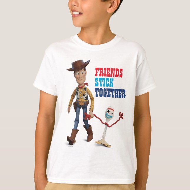Toy Story 4 | Woody & Forky Walking Together T-Shirt (Front)