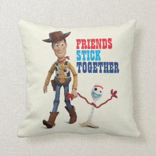 Toy Story 4 Woody & Forky Walking Together Throw Pillow