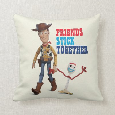 Toy Story 4 | Woody &amp; Forky Walking Together Throw Pillow