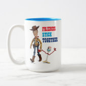 Toy Story 4 | Woody & Forky Walking Together Two-Tone Coffee Mug (Left)