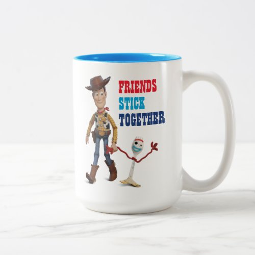 Toy Story 4  Woody  Forky Walking Together Two_Tone Coffee Mug