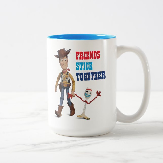 Toy Story 4 | Woody & Forky Walking Together Two-Tone Coffee Mug (Right)