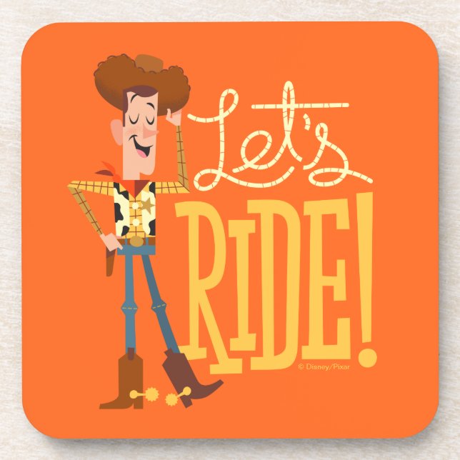 Toy Story 4 | Woody Illustration "Let's Ride" Beverage Coaster (Front)