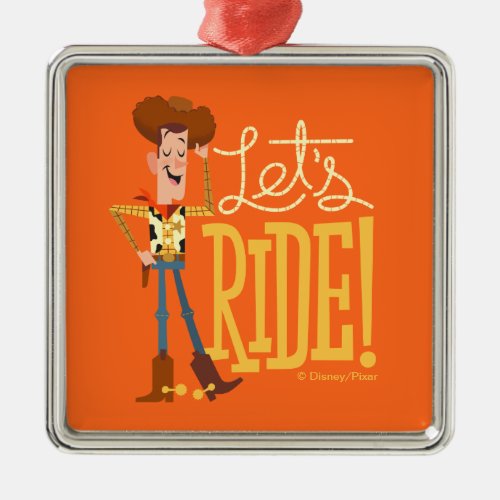 Toy Story 4  Woody Illustration Lets Ride Metal Ornament