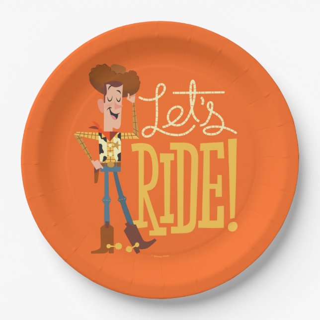 Toy Story 4 | Woody Illustration "Let's Ride" Paper Plates (Front)
