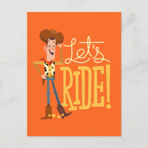 Toy Story 4  Woody Illustration Lets Ride Postcard