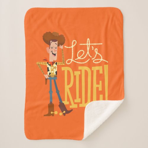 Toy Story 4  Woody Illustration Lets Ride Sherpa Blanket