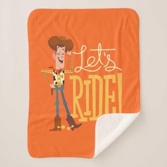 Toy Story 4 | Woody Illustration "Let's Ride" Sherpa Blanket (Front)
