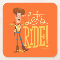 Toy Story 4 | Woody Illustration "Let's Ride" Square Paper Coaster