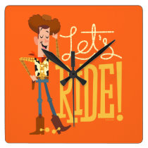 Toy Story 4 | Woody Illustration "Let's Ride" Square Wall Clock