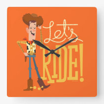 Toy Story 4 | Woody Illustration "Let's Ride" Square Wall Clock