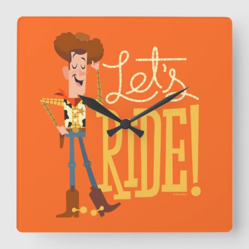 Toy Story 4  Woody Illustration Lets Ride Square Wall Clock