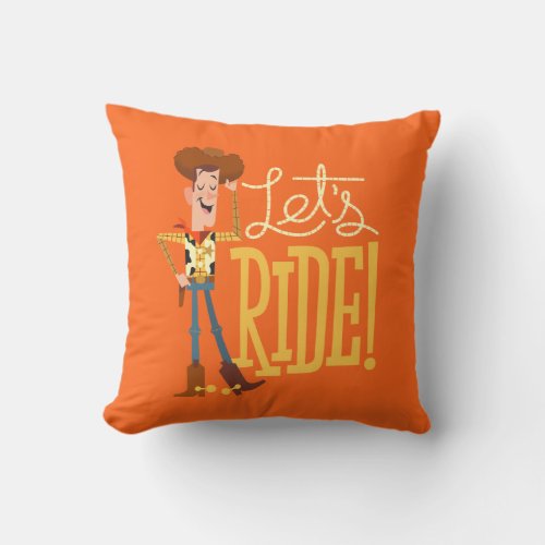Toy Story 4  Woody Illustration Lets Ride Throw Pillow
