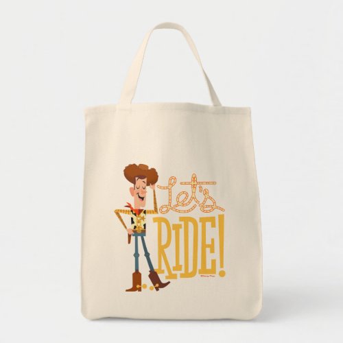 Toy Story 4  Woody Illustration Lets Ride Tote Bag