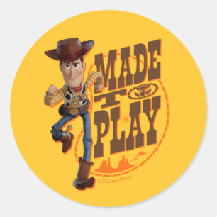 Toy Story 4   Woody "Made To Play" Classic Round Sticker