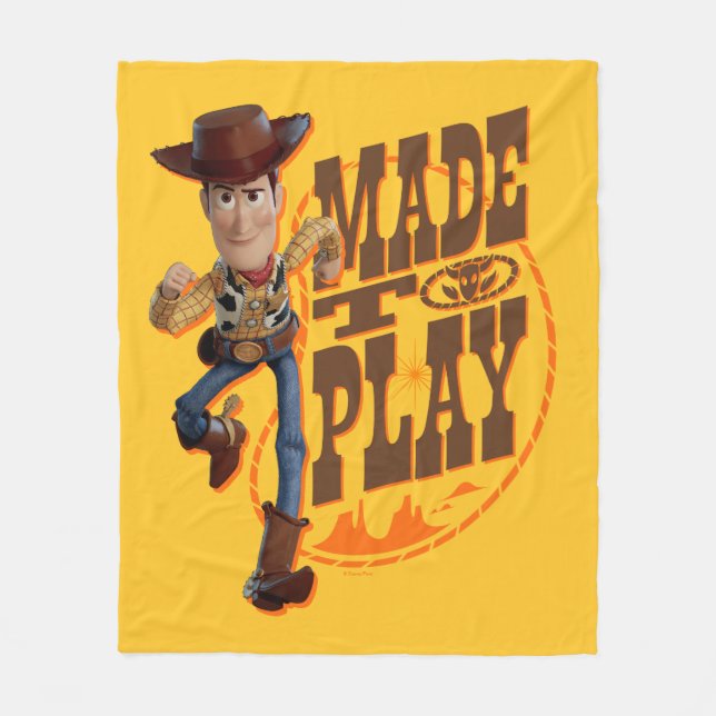 Toy Story 4 | Woody "Made To Play" Fleece Blanket (Front)