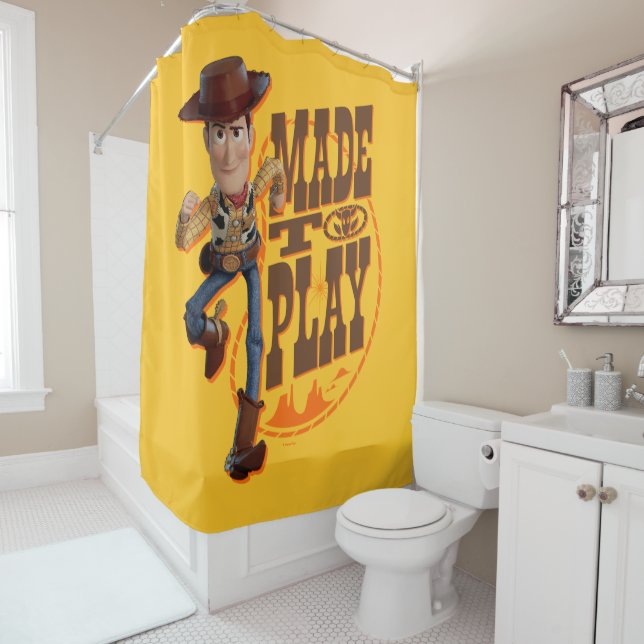 Toy Story 4 | Woody "Made To Play" Shower Curtain (In Situ)