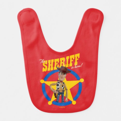 Toy Story 4  Woody The Sheriff Is Here Baby Bib