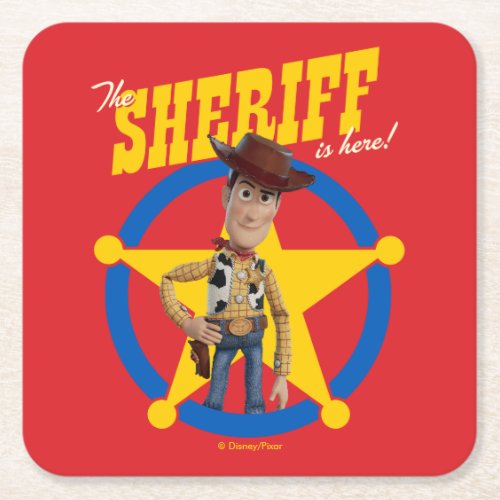 Toy Story 4  Woody The Sheriff Is Here Square Paper Coaster