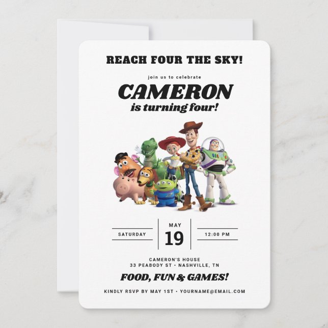 Toy Story 4th Birthday | Reach Four the Sky Invitation (Front)