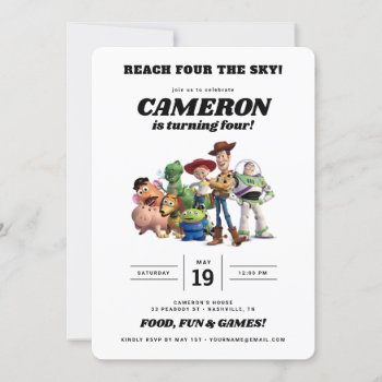 Toy Story 4th Birthday | Reach Four The Sky Invitation by ToyStory at Zazzle