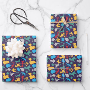 Toy Story 5 Character Silhouette Pattern Wrapping Paper Sheets