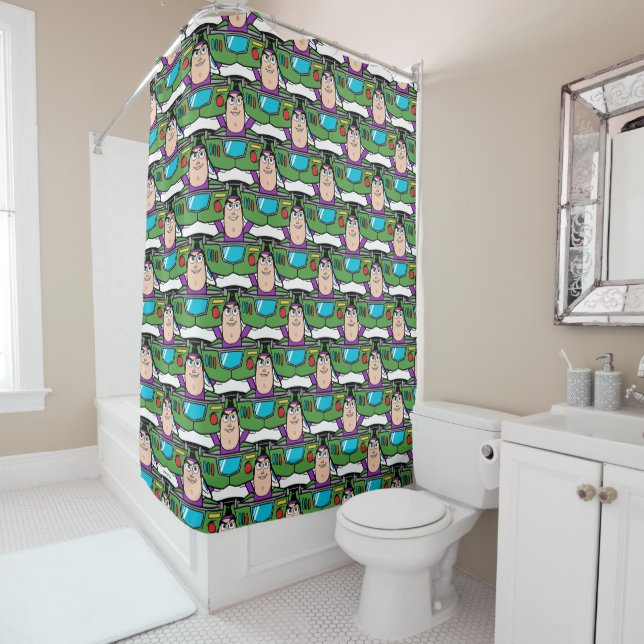 Toy Story 5 | Galactic Buzz Lightyear Squadron Shower Curtain (In Situ)