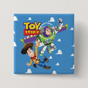 Toy Story 8Bit Woody and Buzz Lightyear Pinback Button