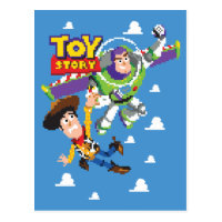 Toy Story 8Bit Woody and Buzz Lightyear Postcard