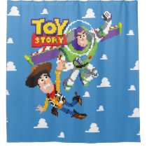 Toy Story 8Bit Woody and Buzz Lightyear Shower Curtain