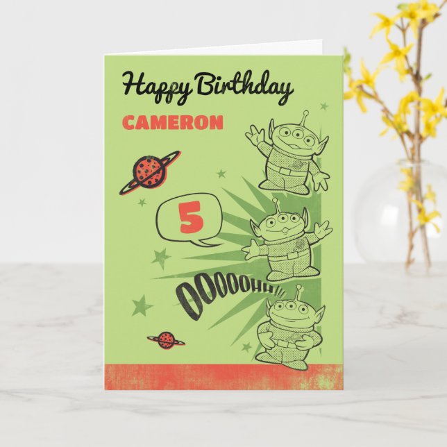 Toy Story Aliens Kids Birthday Card (Yellow Flower)