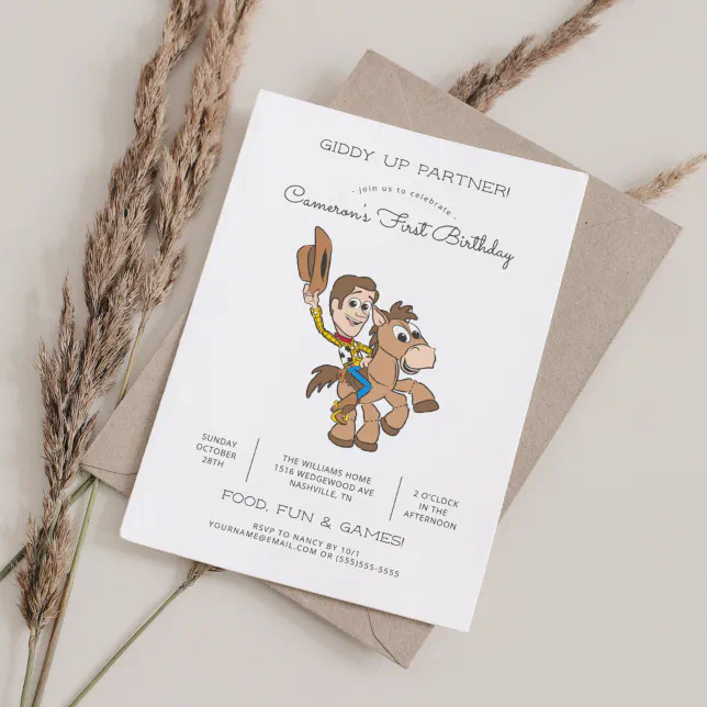 Toy Story Baby Woody 1st Birthday Invitation
