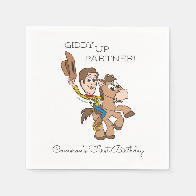 Toy Story Baby Woody 1st Birthday Napkins (Front)