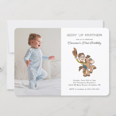 Toy Story Baby Woody 1st Birthday -  Photo Invitation