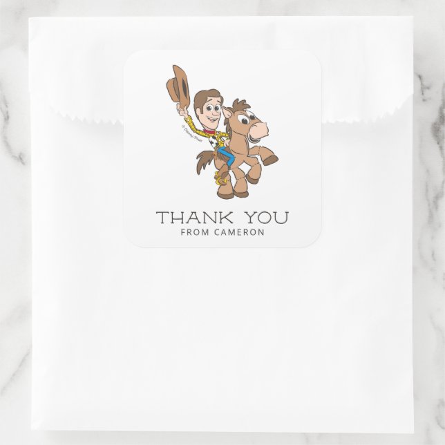 Toy Story Baby Woody 1st Birthday Thank You Square Sticker (Bag)