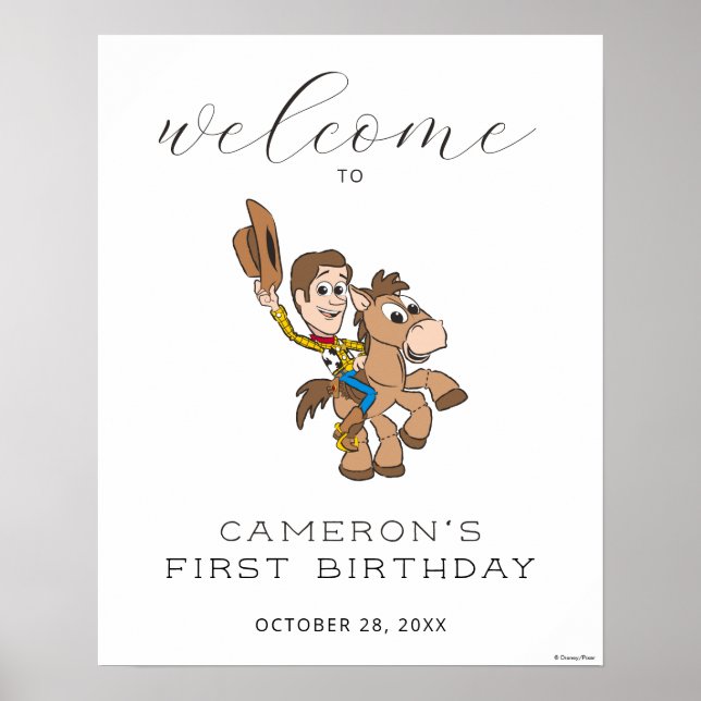 Toy Story Baby Woody 1st Birthday Welcome Sign (Front)