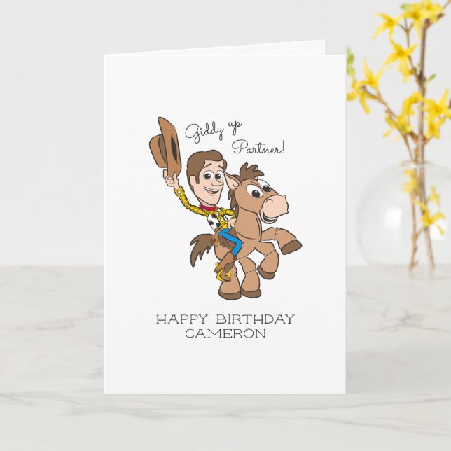 Toy Story Baby Woody Birthday Card (Yellow Flower)