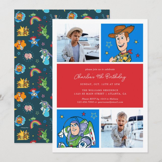 Toy Story | Buzz and Woody Boy's Photo Birthday Invitation (Front/Back)