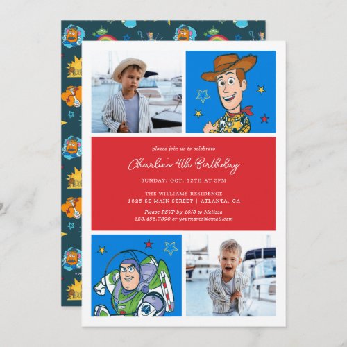 Toy Story  Buzz and Woody Boys Photo Birthday Invitation