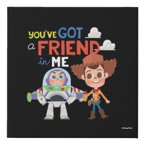 Toy Story  Buzz and Woody Cartoon Faux Canvas Print