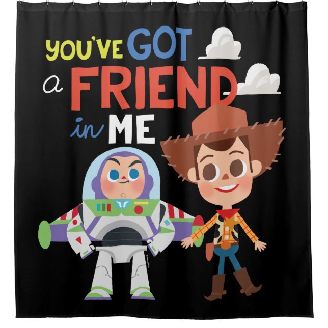 Toy Story | Buzz and Woody Cartoon Shower Curtain (Front)