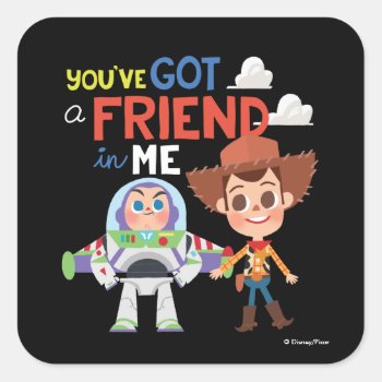 Toy Story | Buzz And Woody Cartoon Square Sticker by ToyStory at Zazzle