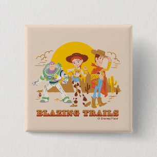 Toy Story Buzz, Jessie, Woody "Blazing Trails" Button