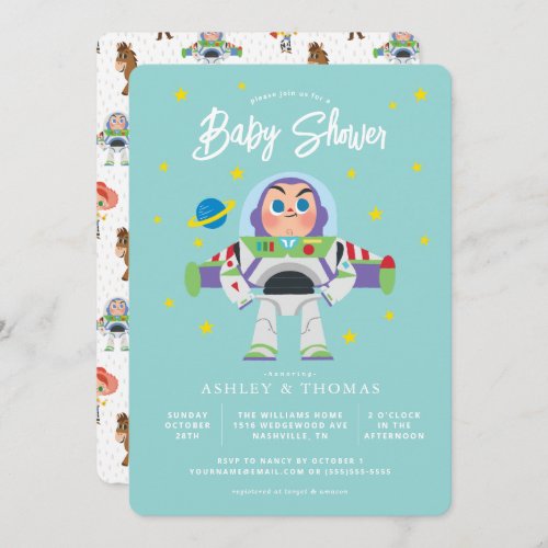 Toy Story  Buzz Lightyear Baby Shower Invitation