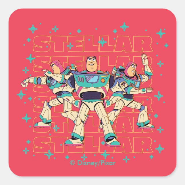 Toy Story Buzz Lightyear "STELLAR" Square Sticker (Front)